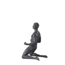 Winnende sport heren mannequin, grijs, abstract hoofd, zittende pose 341