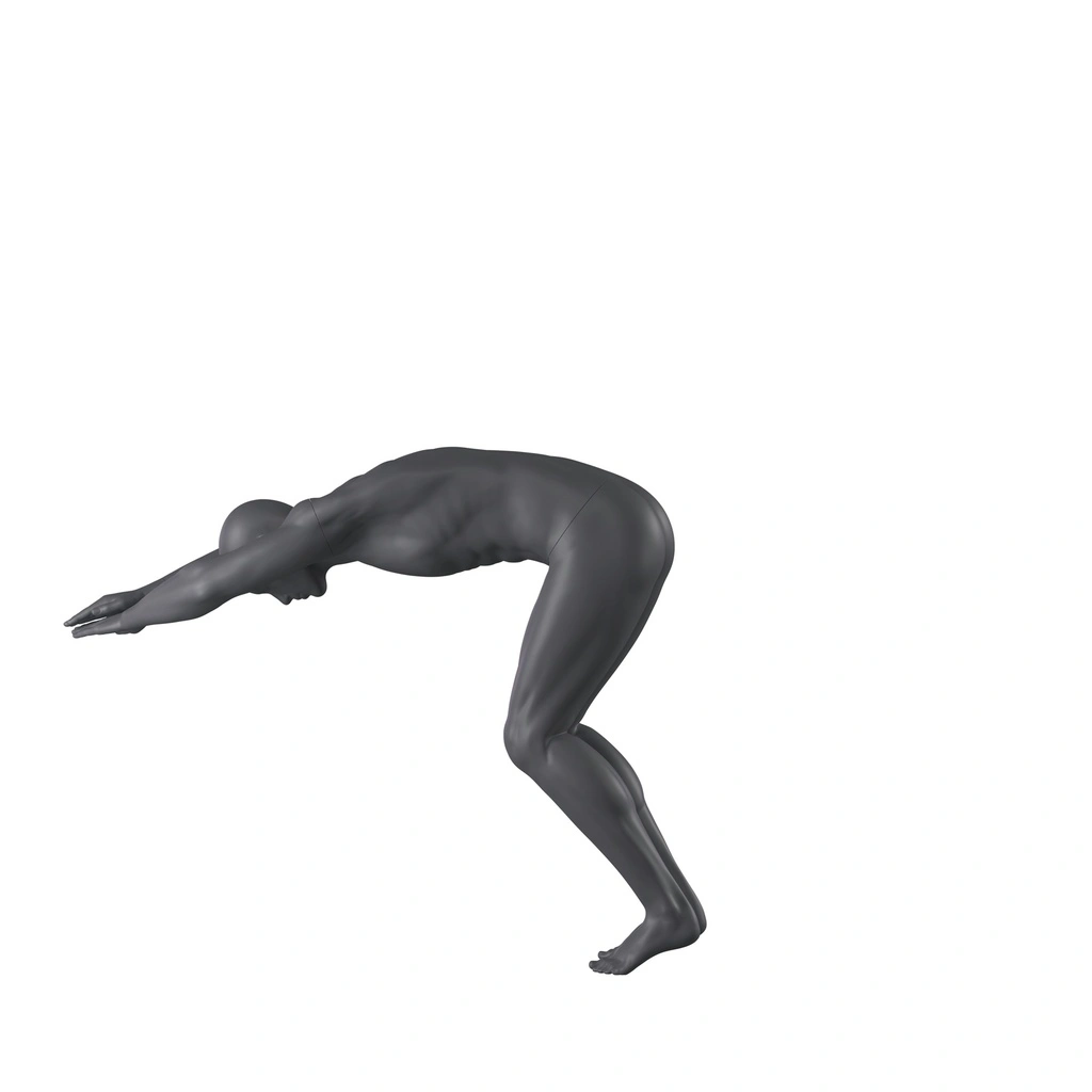 Duikende sport heren mannequin, grafiet grijs, gestilleerd hoofd, staande pose 340
