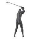 Golfer sport heren mannequin, grafiet grijs, gestilleerd hoofd, staande pose 343