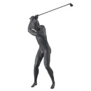 Golfer sport heren mannequin, grafiet grijs, gestilleerd hoofd, staande pose 343