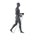 Nordic walking sport heren mannequin, grafiet grijs, gestilleerd hoofd, staande pose 360