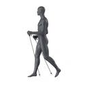 Nordic walking sport heren mannequin, grafiet grijs, gestilleerd hoofd, staande pose 360