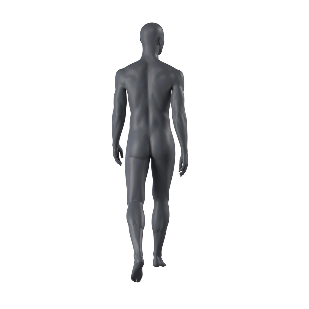 Sport heren mannequin, grafiet grijs, gestilleerd hoofd, staande pose 361