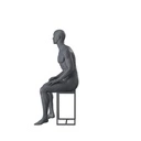 Sport heren mannequin, grafiet grijs, gestilleerd hoofd, zittende pose 365