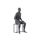 Sport heren mannequin, grafiet grijs, gestilleerd hoofd, zittende pose 365
