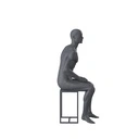Sport heren mannequin, grafiet grijs, gestilleerd hoofd, zittende pose 365