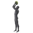 Sport heren mannequin, basket, grafiet grijs, gestilleerd hoofd, staande pose 398
