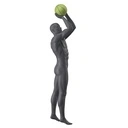 Sport heren mannequin, basket, grafiet grijs, gestilleerd hoofd, staande pose 398