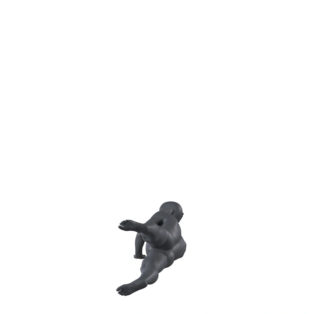 Workout sport dames mannequin, grafiet grijs, gestilleerd hoofd, liggende pose 08