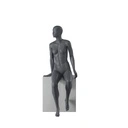 Sport dames mannequin, grafiet grijs, gestilleerd hoofd, zittende pose 54