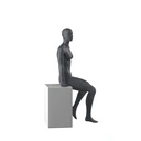 Sport dames mannequin, grafiet grijs, gestilleerd hoofd, zittende pose 54