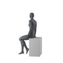 Sport dames mannequin, grafiet grijs, gestilleerd hoofd, zittende pose 54