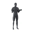 Fitness heren mannequin met prothesebeen, grafiet grijs, gestilleerd hoofd, staande pose 419