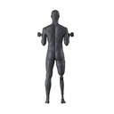 Fitness heren mannequin met prothesebeen, grafiet grijs, gestilleerd hoofd, staande pose 419