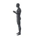 Fitness heren mannequin met prothesebeen, grafiet grijs, gestilleerd hoofd, staande pose 419