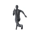 Running heren mannequin met prothesebeen, grafiet grijs, gestilleerd hoofd, staande pose 405