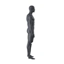 Sport heren mannequin met prothesebeen, grafiet grijs, gestilleerd hoofd, staande pose 401