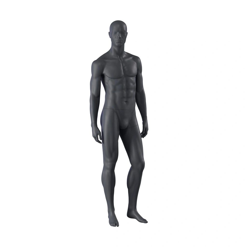Sport heren mannequin, grafiet grijs, gestilleerd hoofd, staande pose 330 