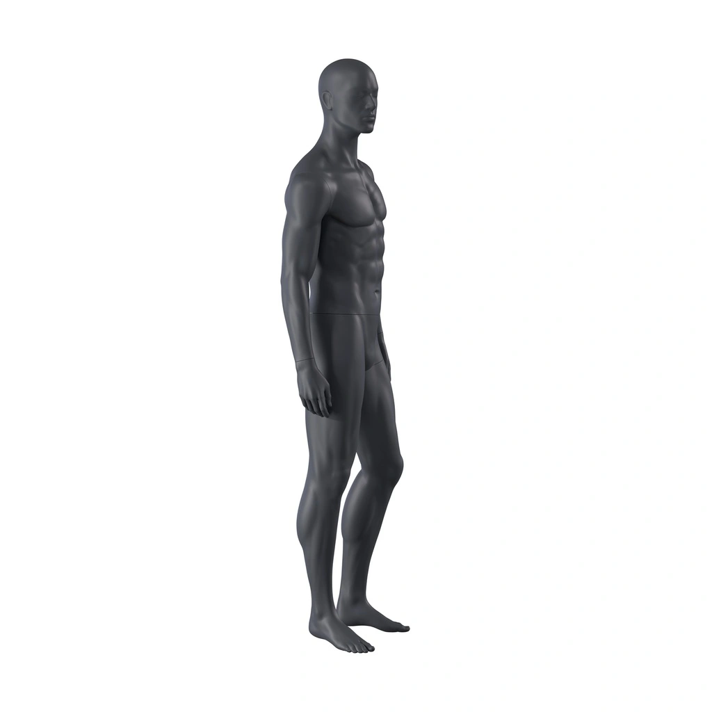 Sport heren mannequin, grafiet grijs, gestilleerd hoofd, staande pose 330 