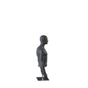 Sport herenbuste zonder benen, grafiet grijs, metalen sokkel, gestilleerd hoofd, pose 551 