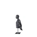 Sport herenbuste zonder benen, grafiet grijs, metalen sokkel, gestilleerd hoofd, pose 552 