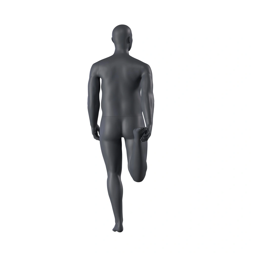 Stretching volslanke heren mannequin, grafiet grijs, gestilleerd hoofd, staande pose 350
