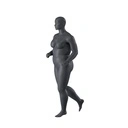 Lopende sport dames mannequin, grafiet grijs, gestilleerd hoofd, staande pose 36