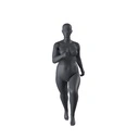 Lopende volslanke sport dames mannequin, grafiet grijs, gestilleerd hoofd, staande pose 32