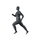 Lopende volslanke sport dames mannequin, grafiet grijs, gestilleerd hoofd, staande pose 32