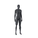 Sport dames mannequin met beenprothese, grafiet grijs, gestilleerd hoofd, staande pose 101