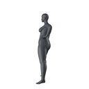 Stretching volslanke sport dames mannequin, grafiet grijs, gestilleerd hoofd, staande pose 31