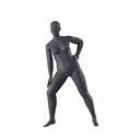 Stretching volslanke sport dames mannequin, grafiet grijs, gestilleerd hoofd, staande pose 31