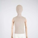 Vintage kinder paspop, jongen, houten armen, overtrokken met stof, 12 jaar, staande pose 80