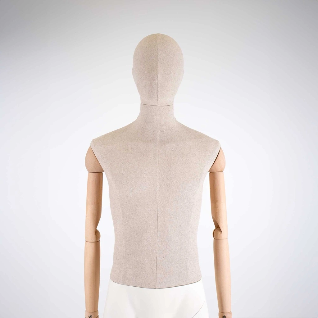 Vintage heren paspop, houten armen, overtrokken met stof, staande pose 41