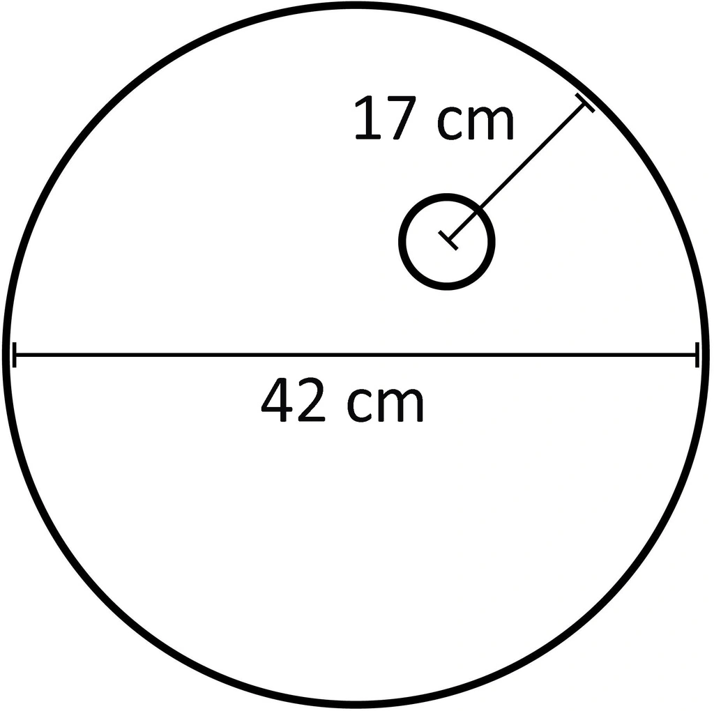Ronde voet van gehard glas, dia 42 cm, M12-aansluiting van verchroomd staal