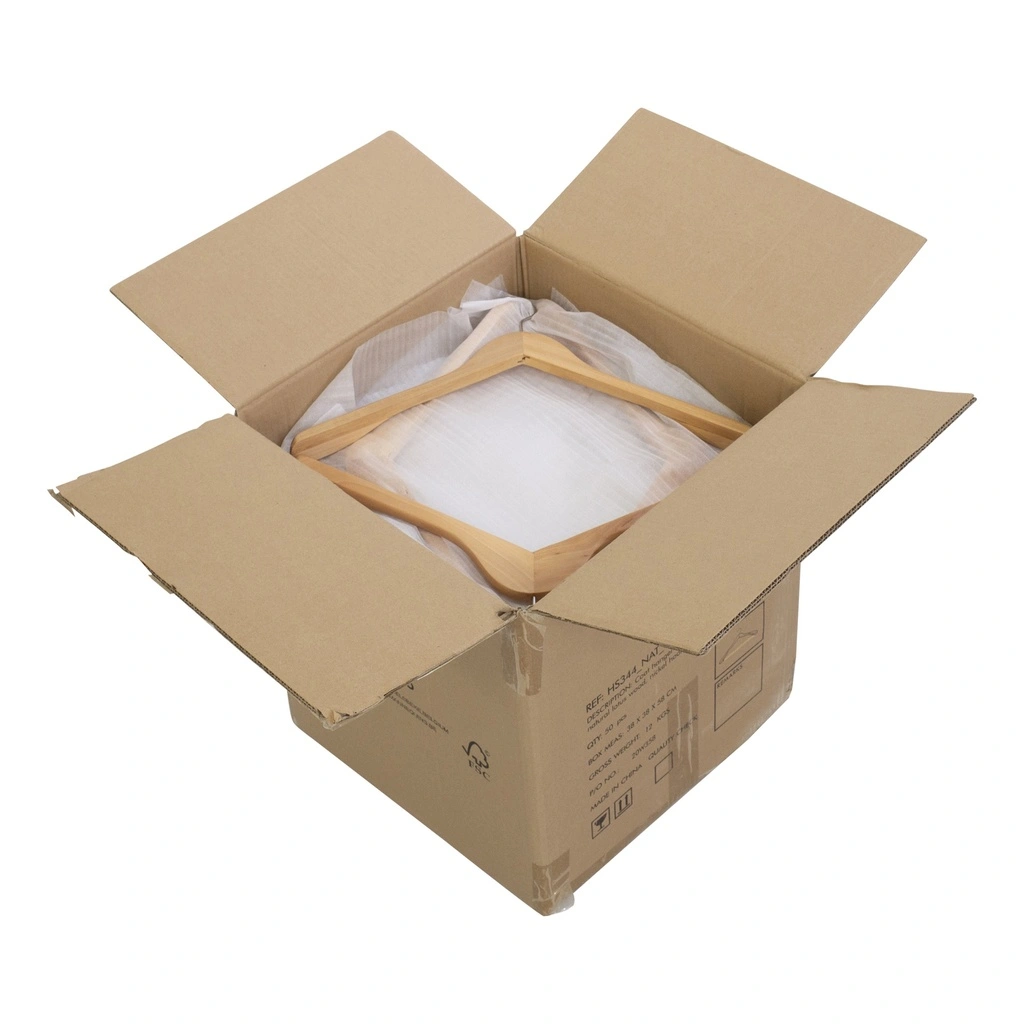 Kledinghanger lotushout naturel gelakt voor blazer, 3 cm schouderbreedte, 44 cm breedte, matte haak - doos van 50 stuks