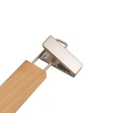 Kledinghanger met clips voor kinderkledij, lotushout naturel gelakt, 28 cm breedte, matte haak - doos van 100 stuks.