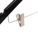 Zwarte kleerhanger met clips voor kostuum, 44 cm breedte, nikkel haak - doos van 100 stuks.