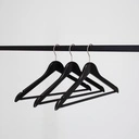 Zwarte kleerhanger met anti slip broeklat voor bloes/shirt, 44 cm breedte, nikkel haak - doos van 100 stuks.