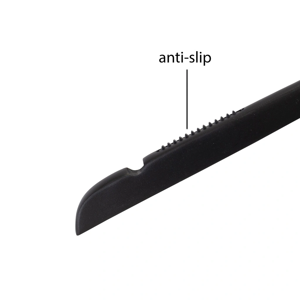 Zwarte kleerhanger met anti slip voor bloes/shirt, 44 cm breedte, nikkel haak - doos van 100 stuks.