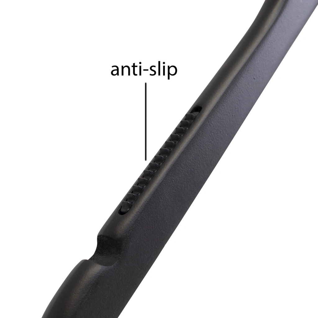 Zwarte kleerhanger met anti slip voor bloes/shirt, 44 cm breedte, nikkel haak - doos van 100 stuks.