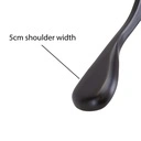 Zwarte kleerhanger voor jassen, 5 cm schouderbreedte, 44 cm breedte, nikkel haak- doos van 20 stuks.