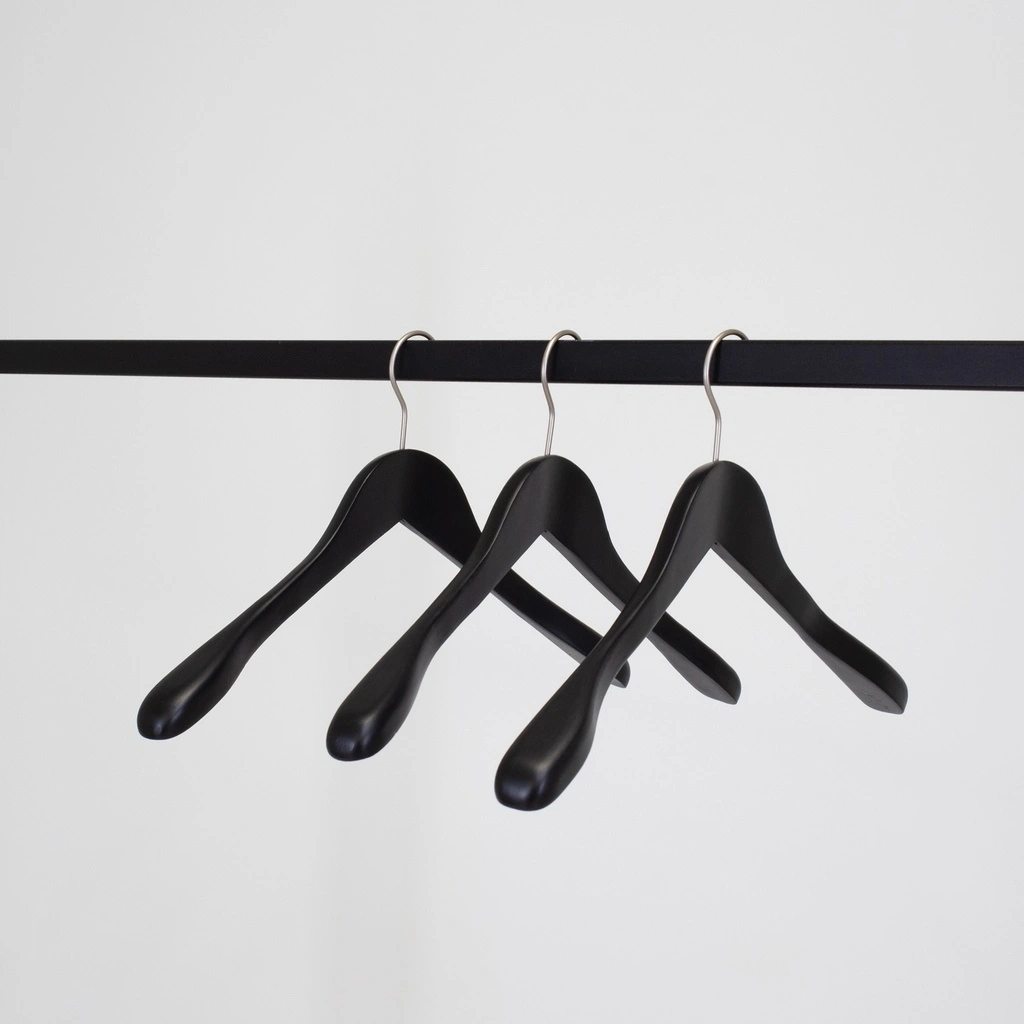 Zwarte kleerhanger voor blazer, 3 cm schouderbreedte, 41 cm breedte, nikkel haak- doos van 50 stuks.