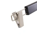 Zwarte kleerhanger met clips voor broeken/rokken, 38 cm breedte, nikkel haak - doos van 100 stuks.