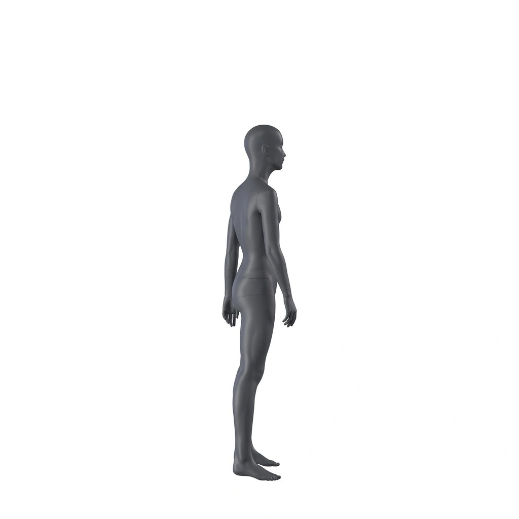 Sport mannequin kind, grafiet grijs, 12 jaar meisje, gestilleerd hoofd, staande pose 607