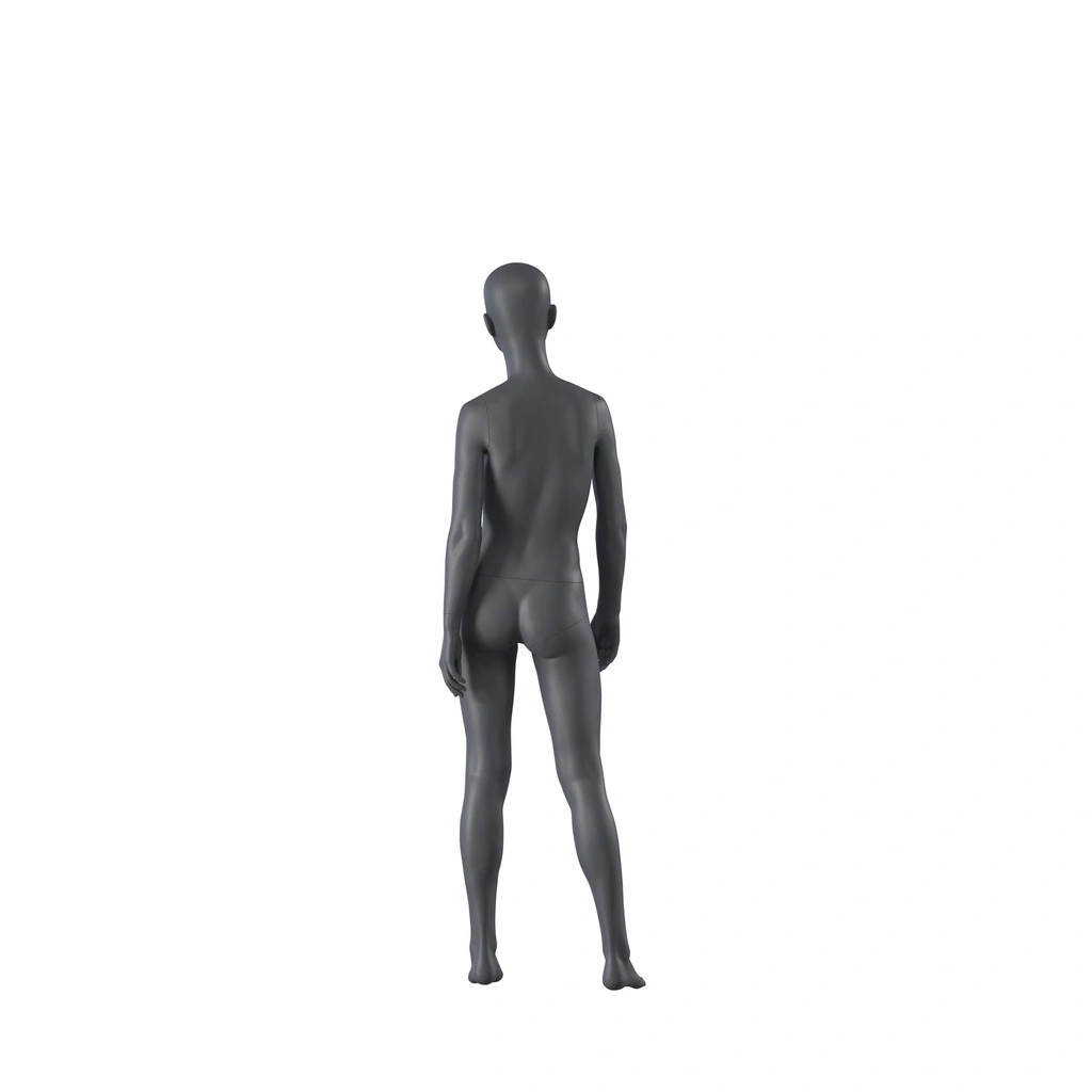 Sport mannequin kind, grafiet grijs, 12 jaar meisje, gestilleerd hoofd, staande pose 607