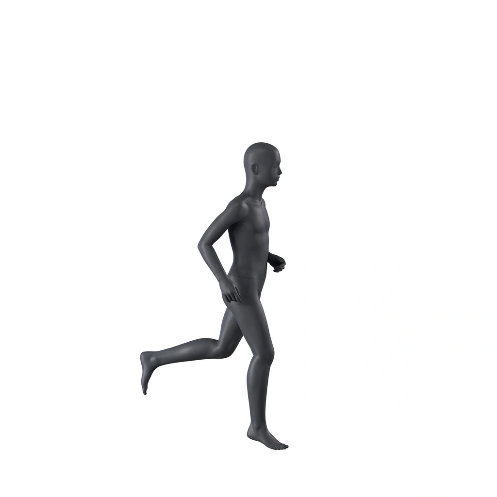 BINK - Running sports mannequin child, graphite gray, 10 years, stylized head, pose 609
