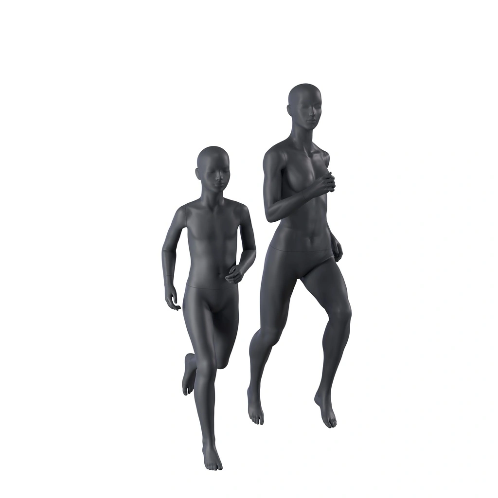 BINK - Running sports mannequin child, graphite gray, 10 years, stylized head, pose 609