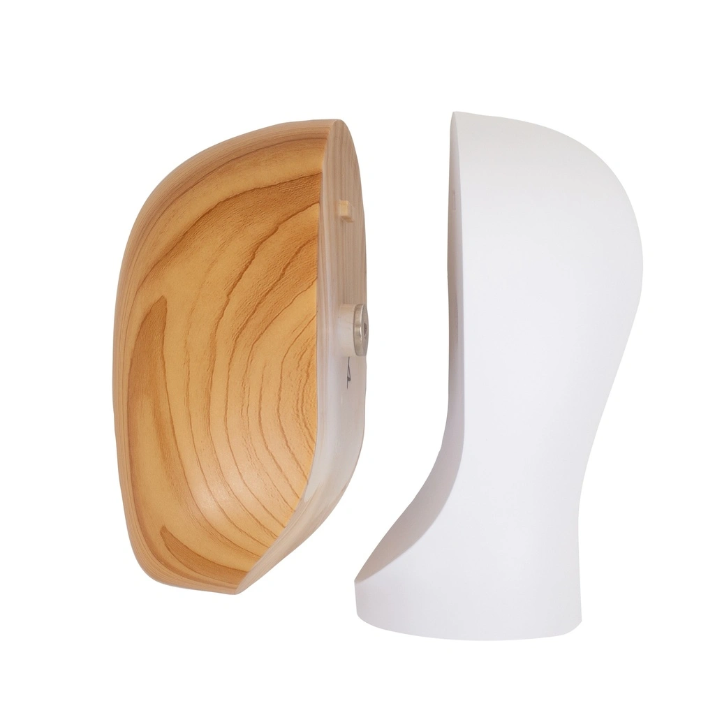 Herenhoofd Cosmic collectie, abstract, wit met hout look 