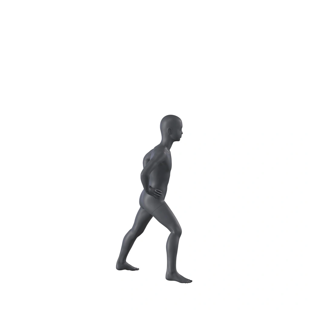 Sport mannequin kind, grafiet grijs, 8 jaar, gestilleerd hoofd, stretchende houding 612